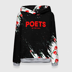 Толстовка-худи женская Poets of the fall розы лого краски, цвет: 3D-меланж