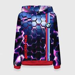 Толстовка-худи женская Неоновый BMW, цвет: 3D-красный