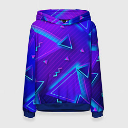 Толстовка-худи женская Neon Pattern colored, цвет: 3D-синий