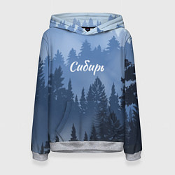 Толстовка-худи женская Сибирь леса, цвет: 3D-меланж