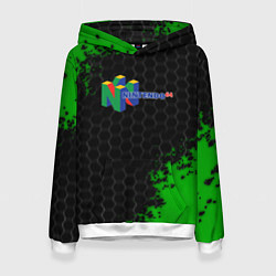 Толстовка-худи женская Nintendo 64 броня, цвет: 3D-белый