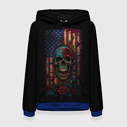 Толстовка-худи женская Skull - USA, цвет: 3D-синий