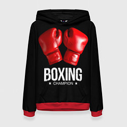 Толстовка-худи женская Boxing Champion, цвет: 3D-красный