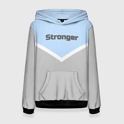 Толстовка-худи женская Stronger серо-голубой, цвет: 3D-черный