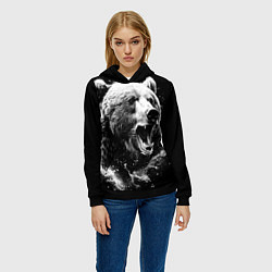 Толстовка-худи женская Медведь на охоте, цвет: 3D-черный — фото 2