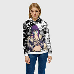 Толстовка-худи женская Ферн и иероглифы, цвет: 3D-белый — фото 2