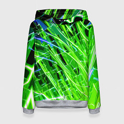 Толстовка-худи женская Зелёные энергетические линии, цвет: 3D-меланж