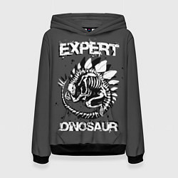 Толстовка-худи женская Dinosaur expert, цвет: 3D-черный