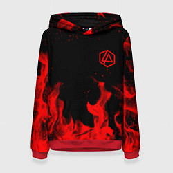Толстовка-худи женская Linkin Park красный огонь лого, цвет: 3D-красный