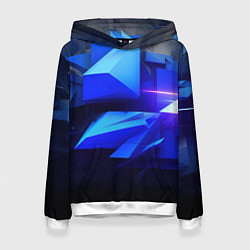 Толстовка-худи женская Black blue background abstract, цвет: 3D-белый