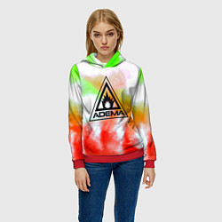 Толстовка-худи женская Adema рок бенд текстура, цвет: 3D-красный — фото 2