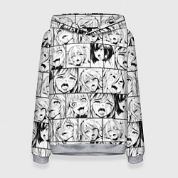 Толстовка-худи женская Ahegao pattern, цвет: 3D-меланж