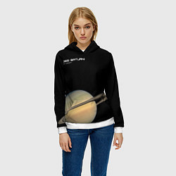 Толстовка-худи женская Сатурн - dies saturni, цвет: 3D-белый — фото 2