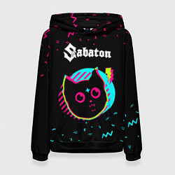 Толстовка-худи женская Sabaton - rock star cat, цвет: 3D-черный