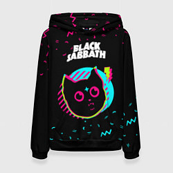 Толстовка-худи женская Black Sabbath - rock star cat, цвет: 3D-черный