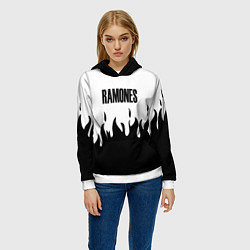 Толстовка-худи женская Ramones fire black rock, цвет: 3D-белый — фото 2