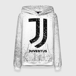 Толстовка-худи женская Juventus с потертостями на светлом фоне, цвет: 3D-белый