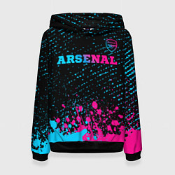 Толстовка-худи женская Arsenal - neon gradient посередине, цвет: 3D-черный