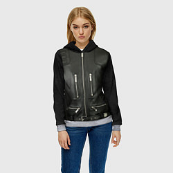 Толстовка-худи женская Terminator first - leather jacket, цвет: 3D-меланж — фото 2