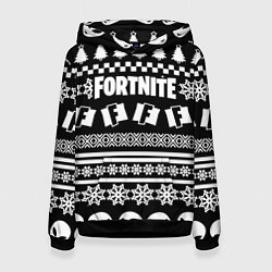 Толстовка-худи женская Fortnite epic games pattern, цвет: 3D-черный