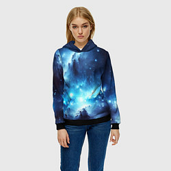Толстовка-худи женская Космический голубой пейзаж, цвет: 3D-черный — фото 2