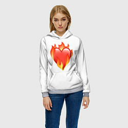 Толстовка-худи женская Сердце в огне эмодзи, цвет: 3D-меланж — фото 2