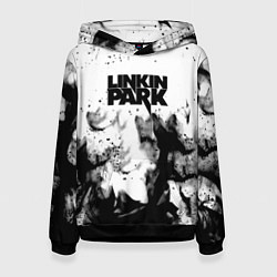 Толстовка-худи женская Linkin park огненный дым рок, цвет: 3D-черный