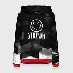 Толстовка-худи женская Nirvana текстура рок, цвет: 3D-красный