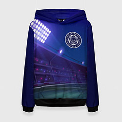 Толстовка-худи женская Leicester City ночное поле, цвет: 3D-черный