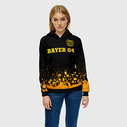 Толстовка-худи женская Bayer 04 - gold gradient посередине, цвет: 3D-черный — фото 2