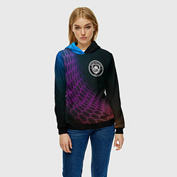 Толстовка-худи женская Manchester City футбольная сетка, цвет: 3D-черный — фото 2