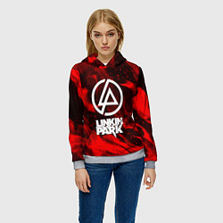 Толстовка-худи женская Linkin park красный огонь, цвет: 3D-меланж — фото 2