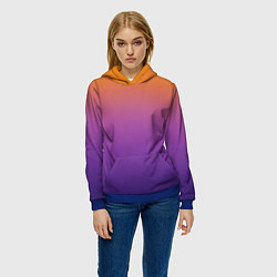 Толстовка-худи женская Градиент оранжево-фиолетовый, цвет: 3D-синий — фото 2