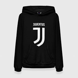Толстовка-худи женская Juventus sport fc белое лого, цвет: 3D-черный