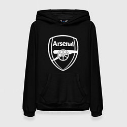 Толстовка-худи женская Arsenal fc белое лого, цвет: 3D-черный