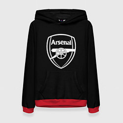 Толстовка-худи женская Arsenal fc белое лого, цвет: 3D-красный