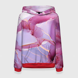 Толстовка-худи женская Куски розового мрамора, цвет: 3D-красный