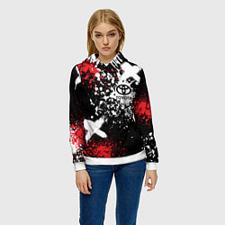 Толстовка-худи женская Тойота на фоне граффити и брызг красок, цвет: 3D-белый — фото 2