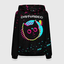 Толстовка-худи женская Disturbed - rock star cat, цвет: 3D-черный