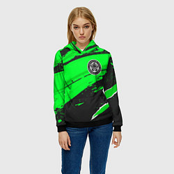 Толстовка-худи женская Leicester City sport green, цвет: 3D-черный — фото 2