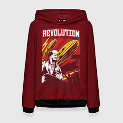 Толстовка-худи женская Народная революция с Лениным, цвет: 3D-черный