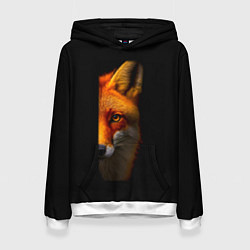 Толстовка-худи женская Морда рыжей лисы, цвет: 3D-белый