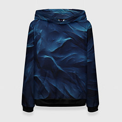 Толстовка-худи женская Синие глубокие абстрактные волны, цвет: 3D-черный