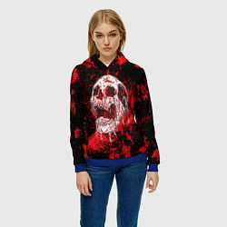 Толстовка-худи женская Bloody skull, цвет: 3D-синий — фото 2