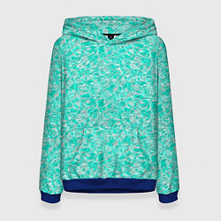 Толстовка-худи женская Абстрактный бирюзово-белый фон, цвет: 3D-синий