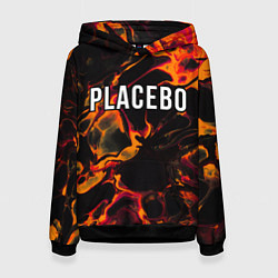 Толстовка-худи женская Placebo red lava, цвет: 3D-черный