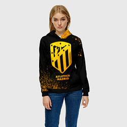 Толстовка-худи женская Atletico Madrid - gold gradient, цвет: 3D-черный — фото 2