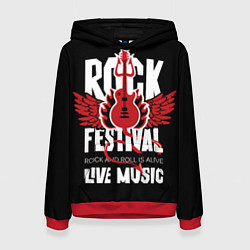 Толстовка-худи женская Rock festival - live music, цвет: 3D-красный