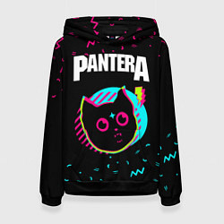Толстовка-худи женская Pantera - rock star cat, цвет: 3D-черный