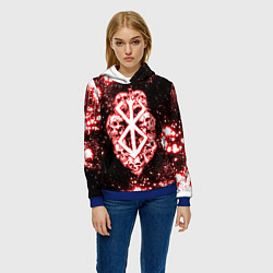 Толстовка-худи женская Неоновое клеймо жертвы из Берсерка, цвет: 3D-синий — фото 2